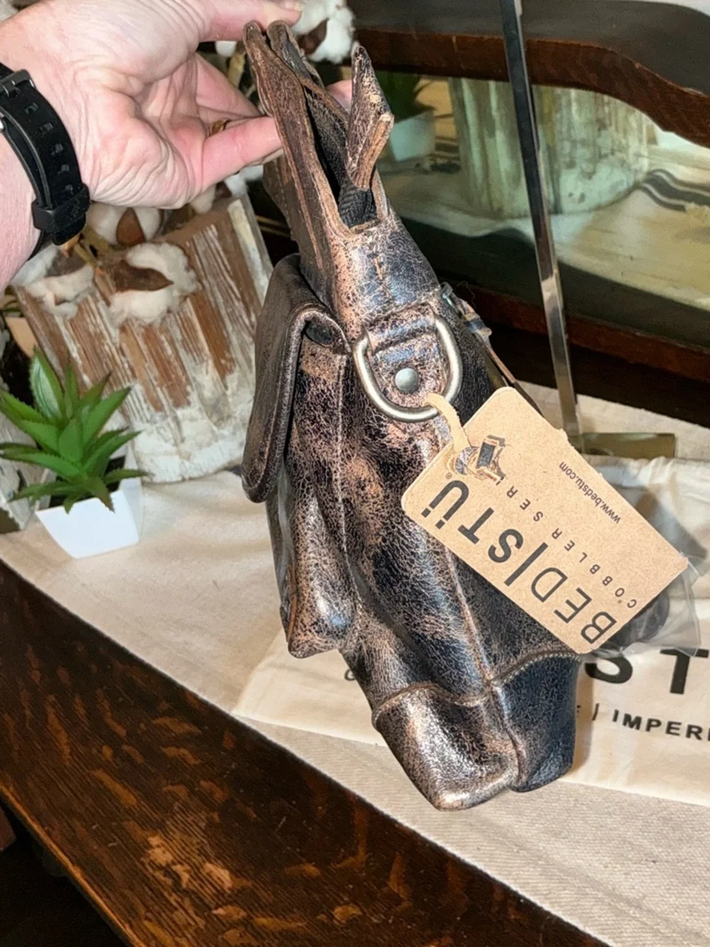 NWT Bed Stu Leather Greenway Handbag Crossbody Bag Black Lux MSRP $265 - Picture 8 of 15